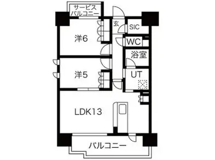 SK RESIDENCES SHINSAIBASHI(1LDK/13階)の間取り写真