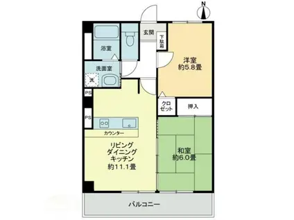 フォブールタウン成合C棟(2LDK/3階)の間取り写真