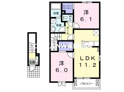 ラ・グリシーヌII(2LDK/2階)の間取り写真