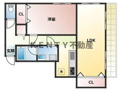 サンビレイ3(1LDK/2階)の間取り写真