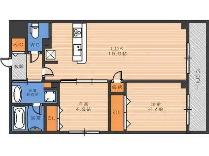 コンフォルタ(2LDK/5階)の間取り写真