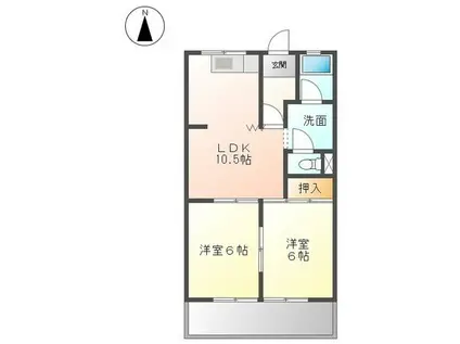 フラワーポリス咲II(2LDK/2階)の間取り写真