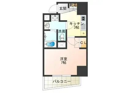 エグゼ阿倍野(1K/9階)の間取り写真