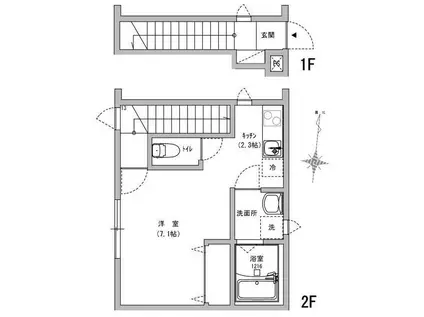 メゾン・ド・ハジメ(1K/2階)の間取り写真