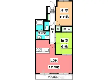 スカール道後(2LDK/4階)の間取り写真