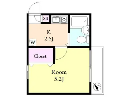 アクシス(1K/2階)の間取り写真