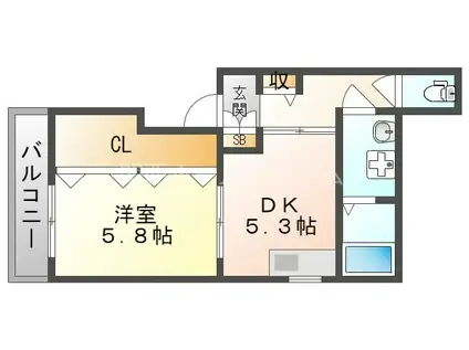 サンセールVII(1DK/1階)の間取り写真