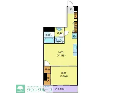 プラーズ長洲(1LDK/6階)の間取り写真