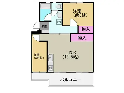 花見川団地6街区(2LDK/5階)の間取り写真