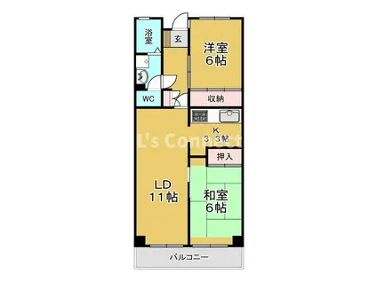 リバーサイドヒル及川(2LDK/7階)の間取り写真