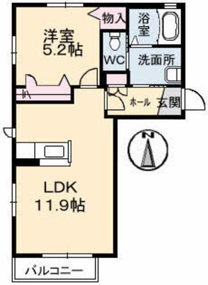 ハーブ上ヶ原IV(1LDK/2階)の間取り写真