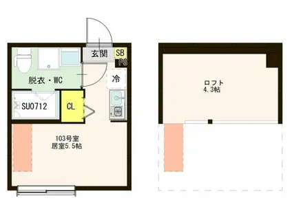 西新井テラス(ワンルーム/1階)の間取り写真
