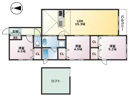 フォレスター御影(3LDK/2階)の間取り写真