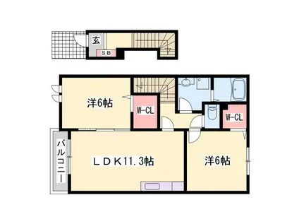 グランツ メゾンII(2LDK/2階)の間取り写真