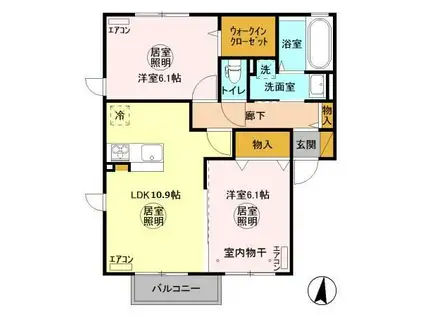 グランマーレ N(2LDK/2階)の間取り写真