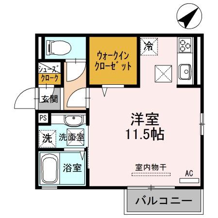 ブラウニーテラス(ワンルーム/1階)の間取り写真