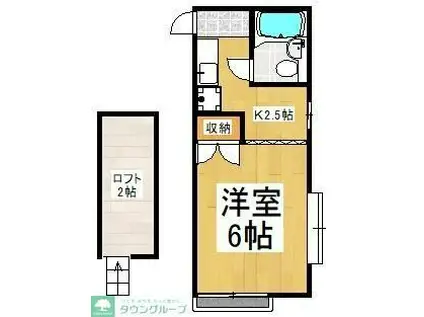 センチュリーハイム若葉台(ワンルーム/1階)の間取り写真