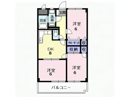 クオリティハイムやわらぎ(3DK/3階)の間取り写真