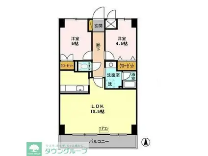 グランディス新八柱(2LDK/4階)の間取り写真