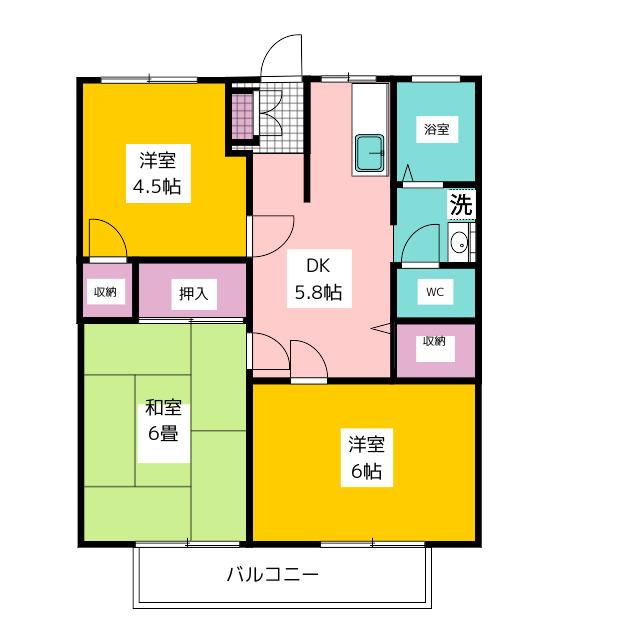ファミール座間(3DK/2階)の間取り写真