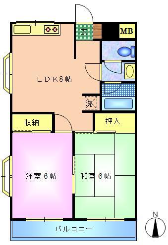 ヴィラタカハシ(2LDK/2階)の間取り写真