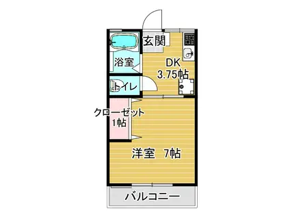 アドミラシオン新町B棟(1K/1階)の間取り写真