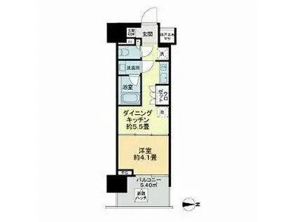 ライオンズ東京三ノ輪ミレス(1DK/9階)の間取り写真