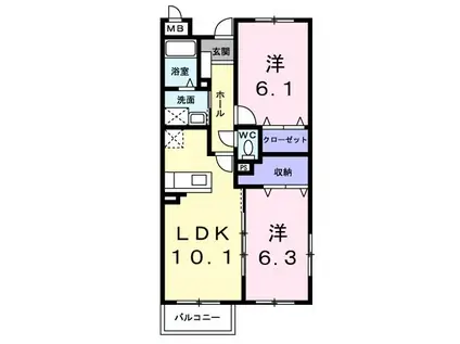 白蔵 IV(2LDK/1階)の間取り写真