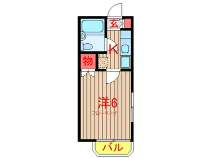 コーポエイコウ(1K/2階)の間取り写真