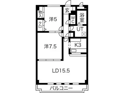 ルミナス山手(2LDK/3階)の間取り写真