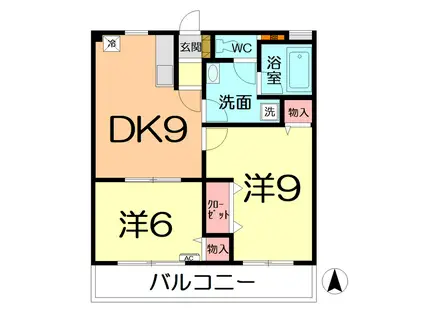 クレール・フォレスト大宮(2DK/2階)の間取り写真