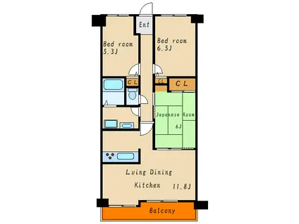 グレーシィ加古川アネックス(3LDK/2階)の間取り写真