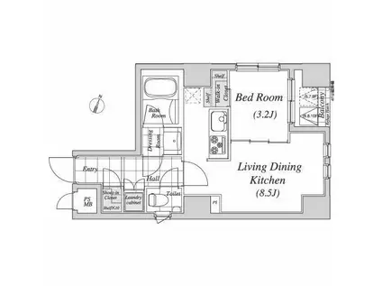 レジディア神田(1LDK/11階)の間取り写真
