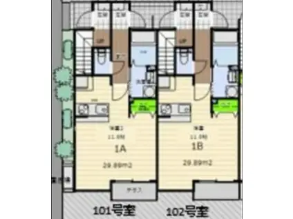 ロビンソンII(ワンルーム/1階)の間取り写真