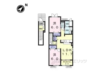 アンファミーユⅡ(2LDK/2階)の間取り写真