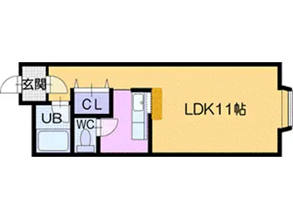 ベルゼF(1K/1階)の間取り写真