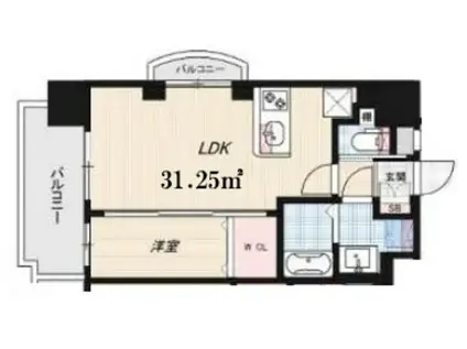 LUXE東三国(1LDK/9階)の間取り写真