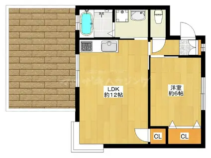 ファームシャトー(1LDK/1階)の間取り写真