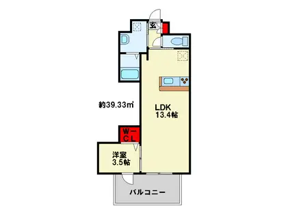 行橋センタービル(1LDK/11階)の間取り写真
