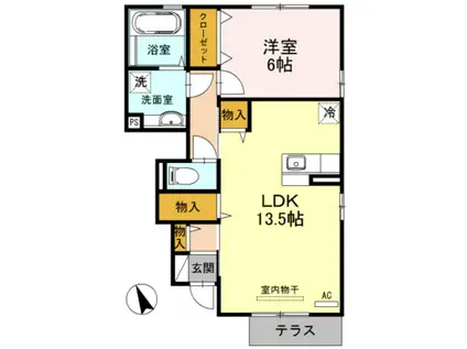 グランドコートI(1LDK/1階)の間取り写真