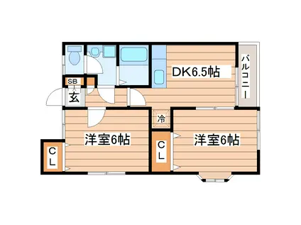 トゥインクルコート南小泉III(2DK/2階)の間取り写真
