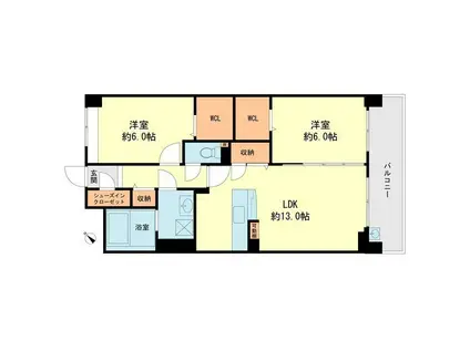 FLEURS DE SOLEIL瑞穂(2LDK/4階)の間取り写真