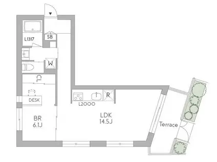 GRANDUO荻窪3(1LDK/1階)の間取り写真