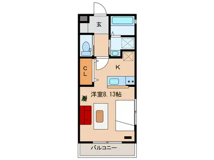 グランドガーデン掛川駅前(1K/2階)の間取り写真