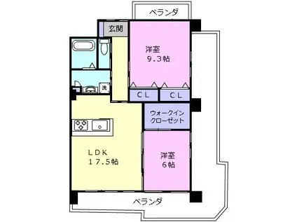 コーディアルコート 津(2LDK/8階)の間取り写真