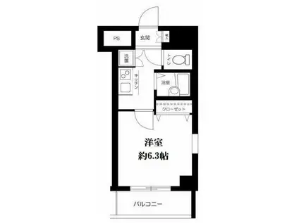 スカイコートヴィーダ五反田ウエスト(1K/7階)の間取り写真