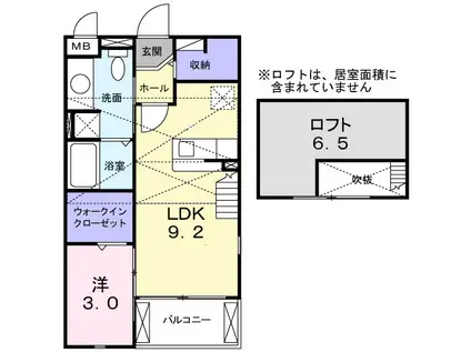 イルソーレ(1K/2階)の間取り写真