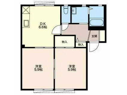 カメリアSUGI(2DK/1階)の間取り写真