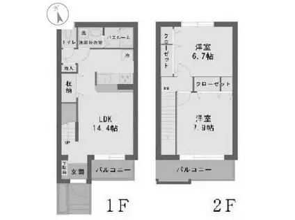 ウッドリッジ壱番館(2LDK/1階)の間取り写真