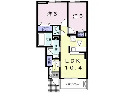 シャンティ II(2LDK/1階)の間取り写真